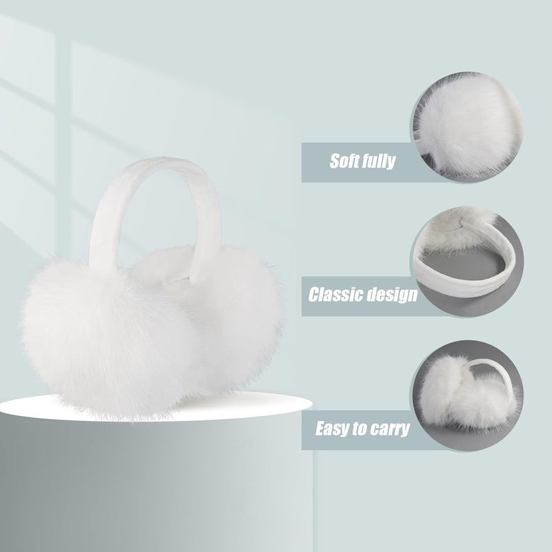 FSTEOE Women Winter Ear Muffs Foldable Girl Ear Warmer Fashion Furry Earmuff Soft Ear Cover Cold Weather - Image 2